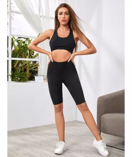 SHEIN Essnce Shorts ciclista unicolor de cintura elástica